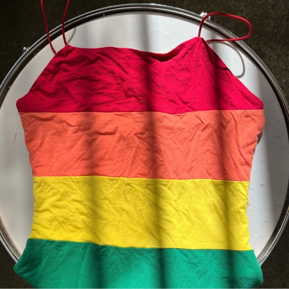 Rainbow stripes one piece bodysuit with adjustable straps - Picture 4 of 7